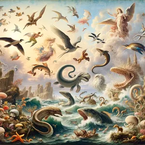 21. En God schiep grote zeemonsters en alle levende wezens die wemelen, waarmee de wateren wemelen, volgens hun soort, en alle gevleugelde vogels, volgens hun soort. En God zag dat het goed was.