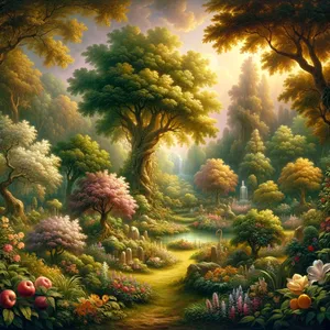 9. De HEERE God liet allerlei bomen uit de aardbodem opschieten, begeerlijk om te zien en goed om van te eten; ook de boom des levens in het midden van de hof en de boom van kennis van goed en kwaad.