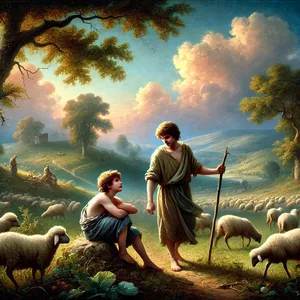 2. Later baarde ze zijn broer Abel. Abel werd herder en Kaïn werd landbouwer.